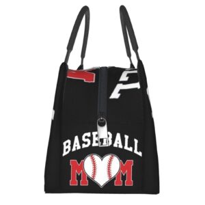 Baseball Mom Insulated Lunch Box Cooler Tote Bag Organizer Bag For Women