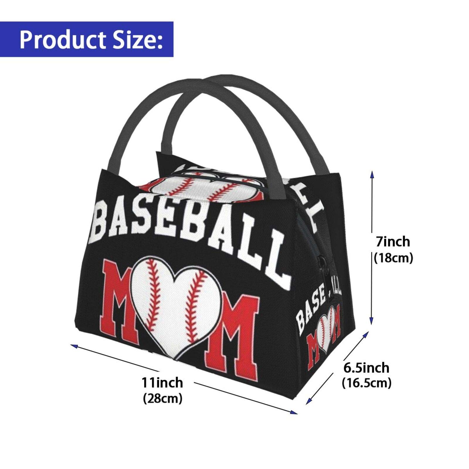 Baseball Mom Insulated Lunch Box Cooler Tote Bag Organizer Bag For Women