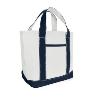 dalix 14" mini small cotton canvas party favor wedding gift tote bag in navy blue