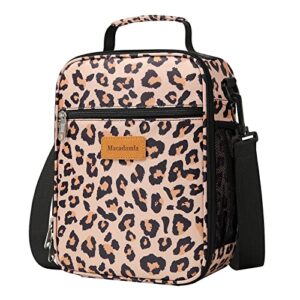 macadamla weinas small lunch box for women/men,insulated lunch bag mini cooler bag for adult,portable leakproof lunchbox lunch bag food containers for work office picnic beach leopard