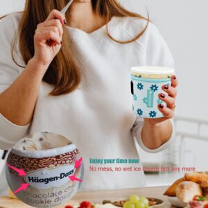 WK IEASON Ice Cream Sleeve Pin Neoprene Cooler Coozie Sleeve Insulators Cream Sleeves Neoprene Cover Holder with Spoon Holder (Geometric patterns)