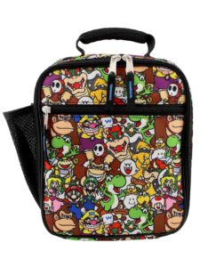 super mario bros boy's girl's meal holder, soft insulated school lunch box (multicolor, one size)