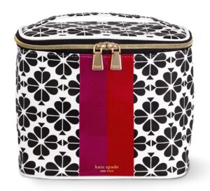 kate spade new york insulated lunch tote, small lunch cooler, cute lunch bag for women, floral thermal bag with double zipper close and carrying handle, spade flower stripe