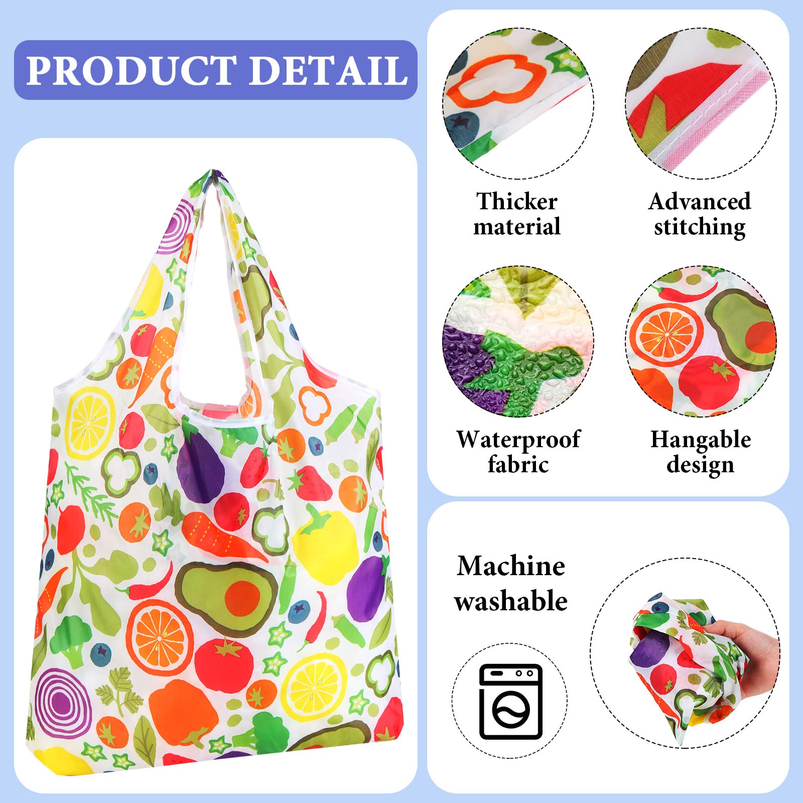 Shappy 30 Pcs Reusable Grocery Bags Christmas Foldable Shopping Totes Bags with Separated Zipper Storage Pouch Handles Lightweight Waterproof Reusable Bags Washable Cloth Grocery Bags (Floral Style)