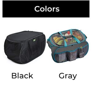 Smart Design Pop Up Trunk Organizer w/ Easy Carry Handles, Side Pockets, & Zipper Top - 23 Inch - Durable Fabric Collapsible Design - Home Organization (Holds 50 lbs.) [Black]