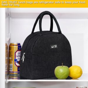 DAS TRUST Black Reusable Lunch Bags for Women Insulated Lunch Box Lunch Bag Women Leakproof Cooler Bag Lunch Container Meal Prep Womens Lunchbox