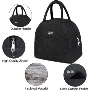 DAS TRUST Black Reusable Lunch Bags for Women Insulated Lunch Box Lunch Bag Women Leakproof Cooler Bag Lunch Container Meal Prep Womens Lunchbox