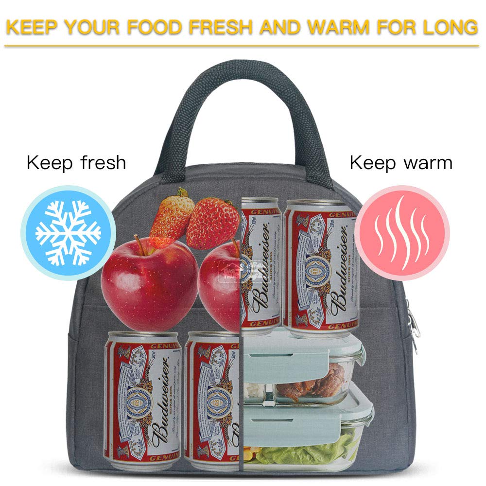 DAS TRUST Black Reusable Lunch Bags for Women Insulated Lunch Box Lunch Bag Women Leakproof Cooler Bag Lunch Container Meal Prep Womens Lunchbox