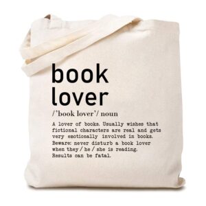 tsiiuo women's book lover noun canvas tote bag funny reader gift library reusable shopping canvas bag white