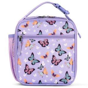 choco mocha girls lunch box for school, butterfly lunch bag for kids, purple