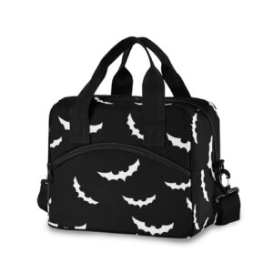bats halloween insulated lunch bag reusable lunch tote bag cooler bag for women men adult lunch box with adjustable shoulder strap leakproof lunch bag for work school picnic camping