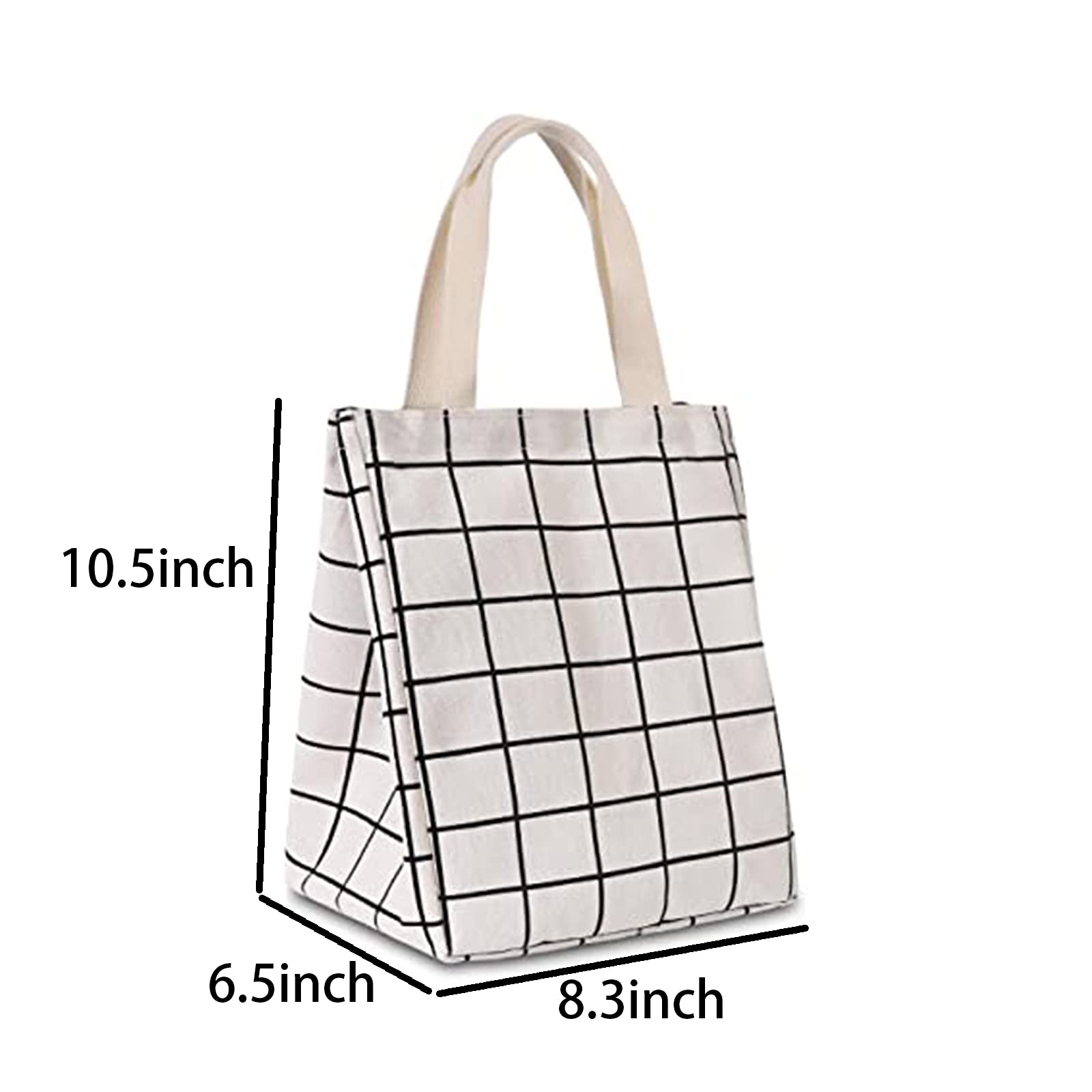 Fafish 2Pack Reusable Lunch Bag Insulated Lunch Box Large Waterproof Adult Lunch Tote Bag For Men or Women (White plaid and gray plaid)