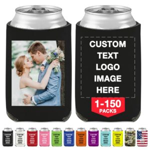 custom beer can cooler sleeves bulk personalized insulated beverage bottle holder with logo image text for wedding birthday party