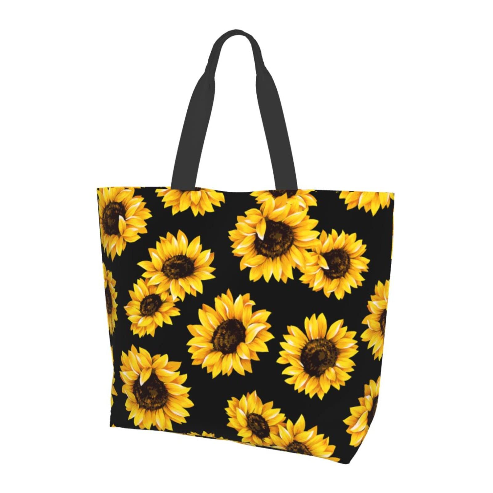 AZJOYLIFE Sunflower Tote Bag for Women Yellow Beach Bag - Large Utility Kitchen Reusable Grocery Bags Waterproof Portable Shoulder Handbag Aesthetic for Gifts Shopping Travle Work Weekend Gym School