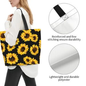 AZJOYLIFE Sunflower Tote Bag for Women Yellow Beach Bag - Large Utility Kitchen Reusable Grocery Bags Waterproof Portable Shoulder Handbag Aesthetic for Gifts Shopping Travle Work Weekend Gym School