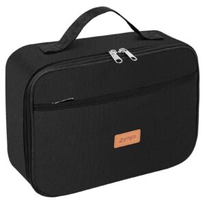 zpp unisex lunch box for men and women, durable soft bag, freezable, reusable, waterproof, 11.4"l x 7.8"w x 4"h, black