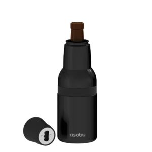 Asobu Frosty Beer 2.0 Fully Insulated Stainless Steel 12 Ounce Beer Bottle and Can Cooler with Beer Bottle Opener (Midnight Black)