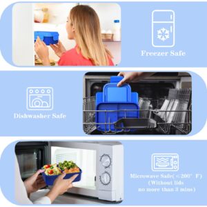 JSCARES Bento Box, Blue, 1400ML Capacity, Leak-Proof, Portable, Safe, Microwave, Freezer, Dishwasher