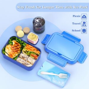 JSCARES Bento Box, Blue, 1400ML Capacity, Leak-Proof, Portable, Safe, Microwave, Freezer, Dishwasher