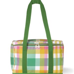 Kate Spade New York Large Capacity Insulated Cooler Bag, Soft Sided Portable Beach Cooler-Tote for Women, Garden Plaid