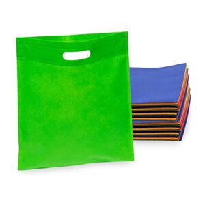 Prime Line Packaging Cloth Bags - 50 Pack Reusable Merchandise Bags Bulk with Die Cut Handles, Multi Color Fabric Thank You Totes for Retail Stores, Boutiques, Children's Gifts, Kids Parties - 15x16