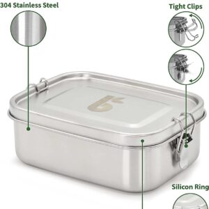 Bambaw Stainless Steel Lunch Box 1400 ml | Adjustable Compartment Stainless Steel Food Container | Leakproof Steel Bento Box | Eco Friendly Lunch Boxes with Lid 47.3 oz | Sandwich Boxes for Adults