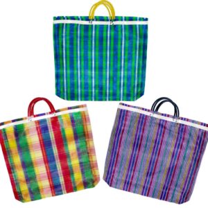 3 Large Mercado Bags, High Thread Mesh 20 x 22 Inches Market Reusable Grocery Bag