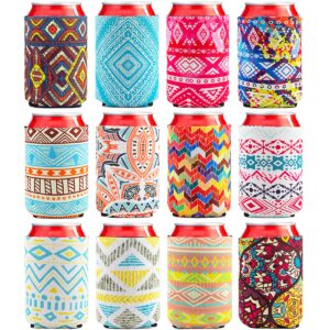 12 pack beer can coolers sleeves neoprene drink cooler sleeves,for standard 12 ounce cans beer coolers for parties, events or gift (bohemian style)