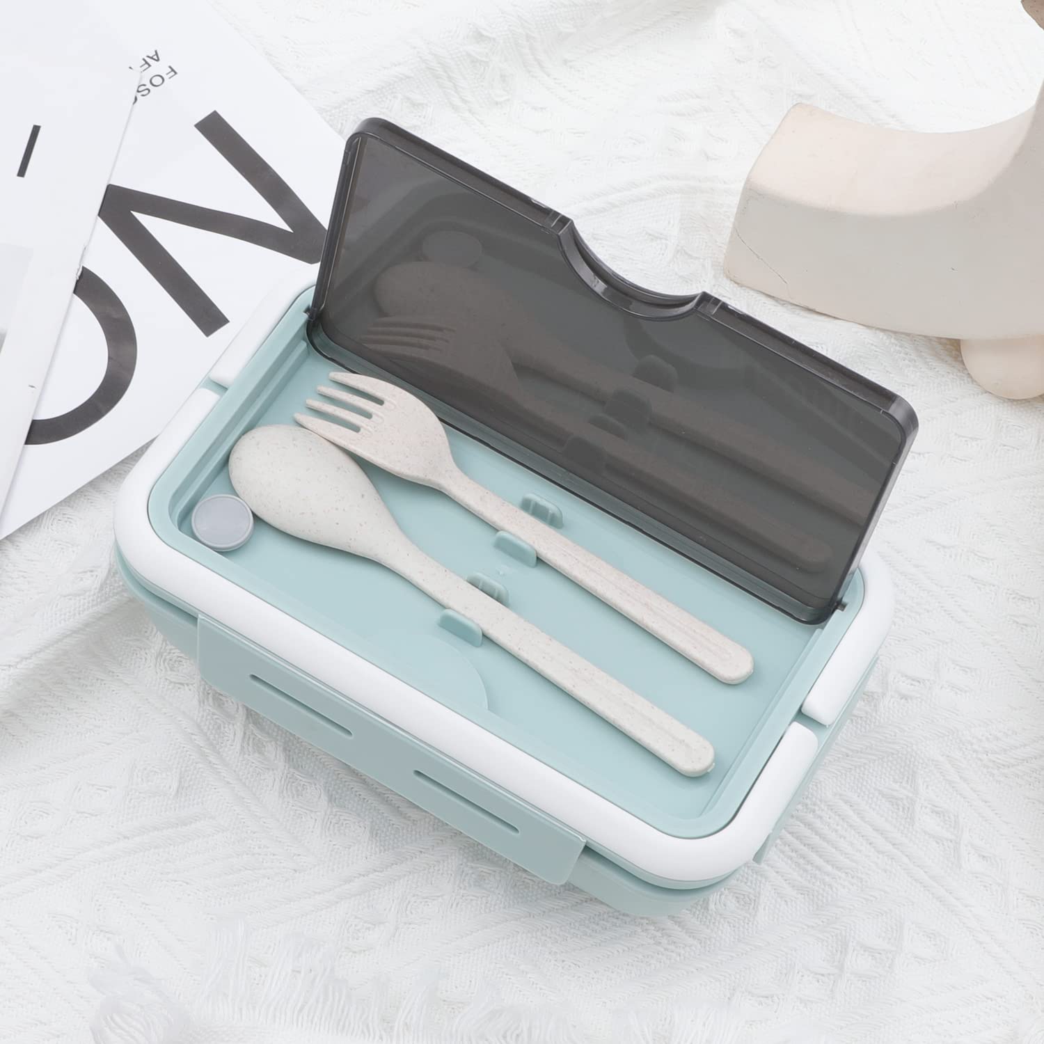 G-Ahora Versatile 2-Compartment Stitch Bento Lunch Box, Stitch Lunch Box, Leak-Proof Lunchbox Bento Box with Utensil Set for Dining Out, Work, Picnic, School (LBOX Stitch)