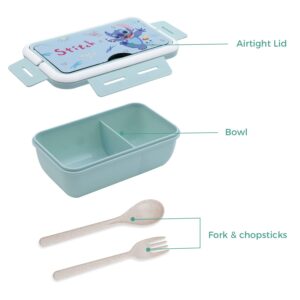 G-Ahora Versatile 2-Compartment Stitch Bento Lunch Box, Stitch Lunch Box, Leak-Proof Lunchbox Bento Box with Utensil Set for Dining Out, Work, Picnic, School (LBOX Stitch)