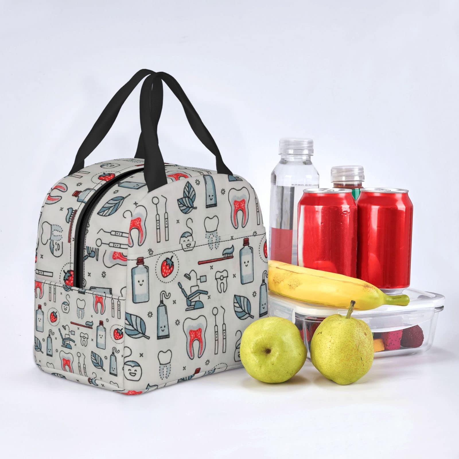 SXIKON Dentist Lunch Bag Dental Hygienist Lunch Box for Women & Men Insulated Picnic Pouch Thermal Cooler Cute Tote Bag for Work Camping Travel, One Size