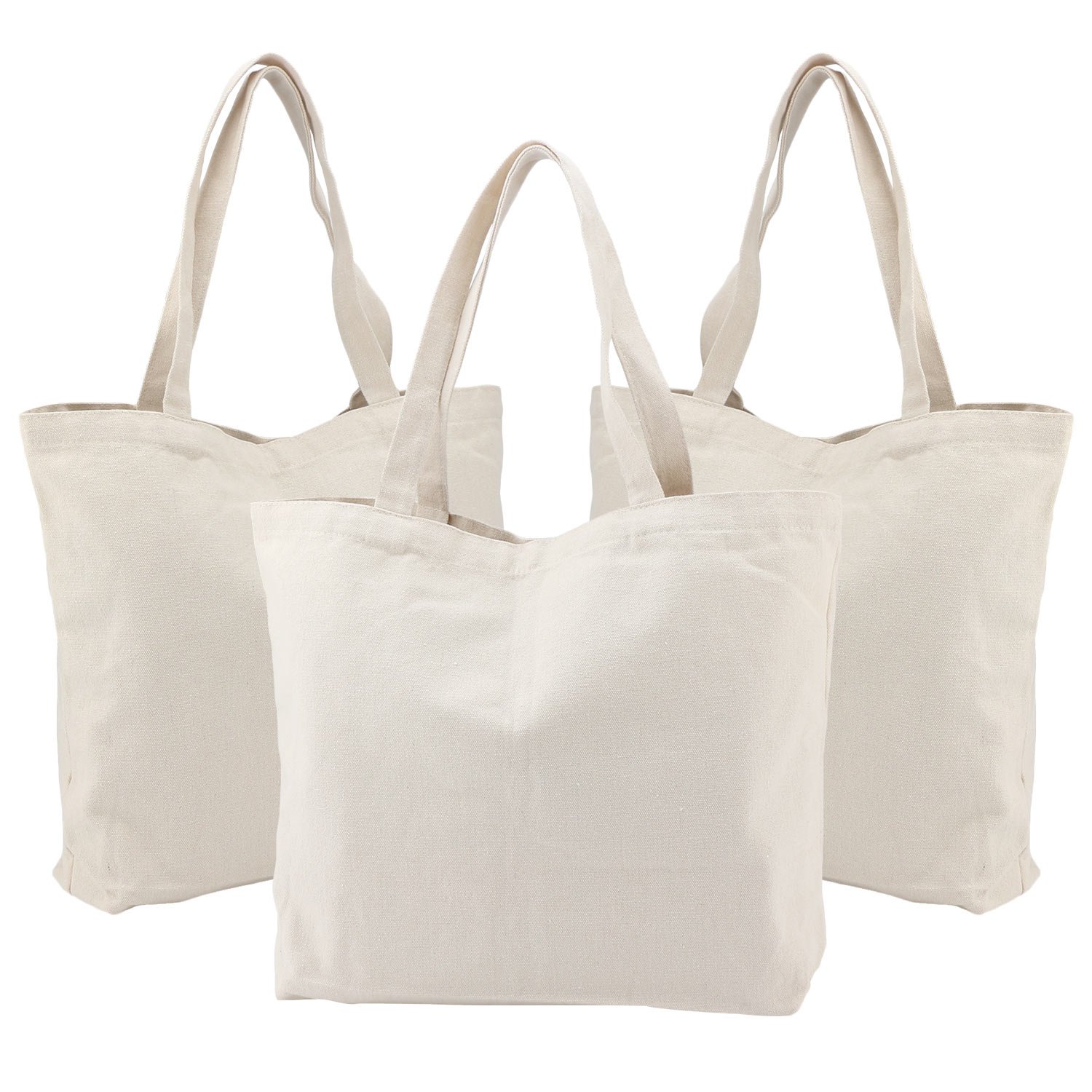 Segarty Blank Canvas Grocery Bag, 3 Pack 20X15in Reusable Large Shopping Plain Bags, Natural Shoulder Bags Personalized Beige Tote Bag Perfect for DIY Projects Painting Crafting Decoration