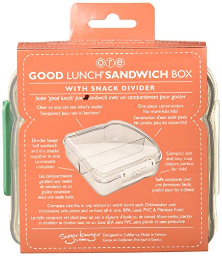 SugarBooger Good Lunch Sandwich Box, Cactus, 1 Count (Pack of 1)