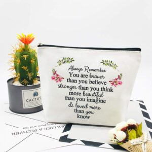 Inspirational Gifts for Women Birthday Friendship Gifts You are Braver Stronger Beautiful Loved Makeup Bag Personalized Gifts Thank You Gifts for Teacher Nurse Coworker Going Away Gifts for Christmas