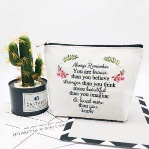 Inspirational Gifts for Women Birthday Friendship Gifts You are Braver Stronger Beautiful Loved Makeup Bag Personalized Gifts Thank You Gifts for Teacher Nurse Coworker Going Away Gifts for Christmas