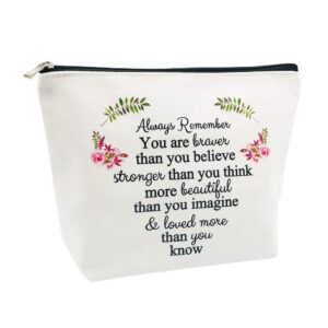 Inspirational Gifts for Women Birthday Friendship Gifts You are Braver Stronger Beautiful Loved Makeup Bag Personalized Gifts Thank You Gifts for Teacher Nurse Coworker Going Away Gifts for Christmas