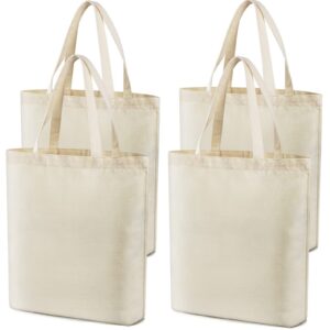 veyist 4 pcs reusable large canvas tote bags, blank multi-purpose canvas bags, suitable for diy project, grocery bags, shopping bags, book bags, gift bags. cotton bags. (size: 15.7''x15.7''x4.7'')