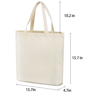 Veyist 4 Pcs Reusable Large Canvas Tote Bags, Blank Multi-purpose Canvas Bags, Suitable for DIY Project, Grocery Bags, Shopping Bags, Book Bags, Gift Bags. Cotton bags. (Size: 15.7''x15.7''x4.7'')