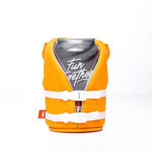 puffin - the buoy life vest - insulated 12 oz can cooler i beer bottle & soda can insulator, keep drinks and beverages cold - apricot