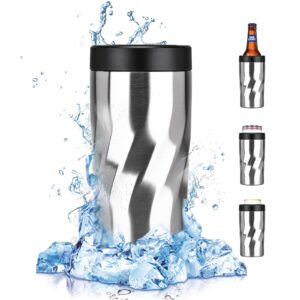 insulated stainless steel 24 oz tumbler with freezable drink can cooler for all 12 oz slim can,regular can,beer bottle & all drinks (stainless steel drawed)
