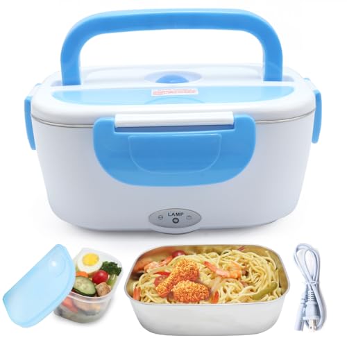 VECH Electric Lunch Box - 110V Heated Lunch Box for Adults - Food Heater Food Warmer Lunch Box - Fast Heating, Safe Food Grade Material,Home and Office Use (Blue)