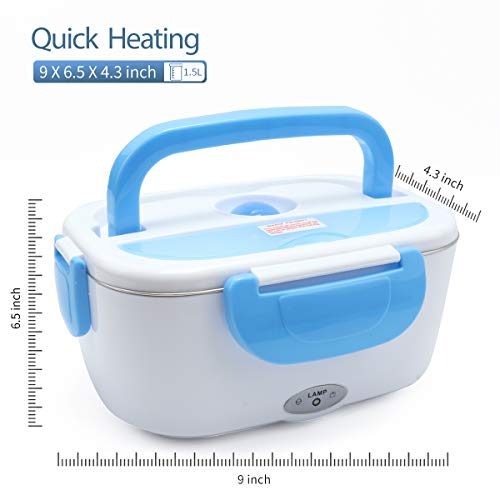 VECH Electric Lunch Box - 110V Heated Lunch Box for Adults - Food Heater Food Warmer Lunch Box - Fast Heating, Safe Food Grade Material,Home and Office Use (Blue)