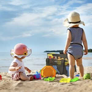 DiGeeONEGU Beach Bag, Large Mesh Beach Bag Waterproof Sandproof, Beach Toy Tote Bag, Pool Bag with Pockets,Comfertable Strap (Black)