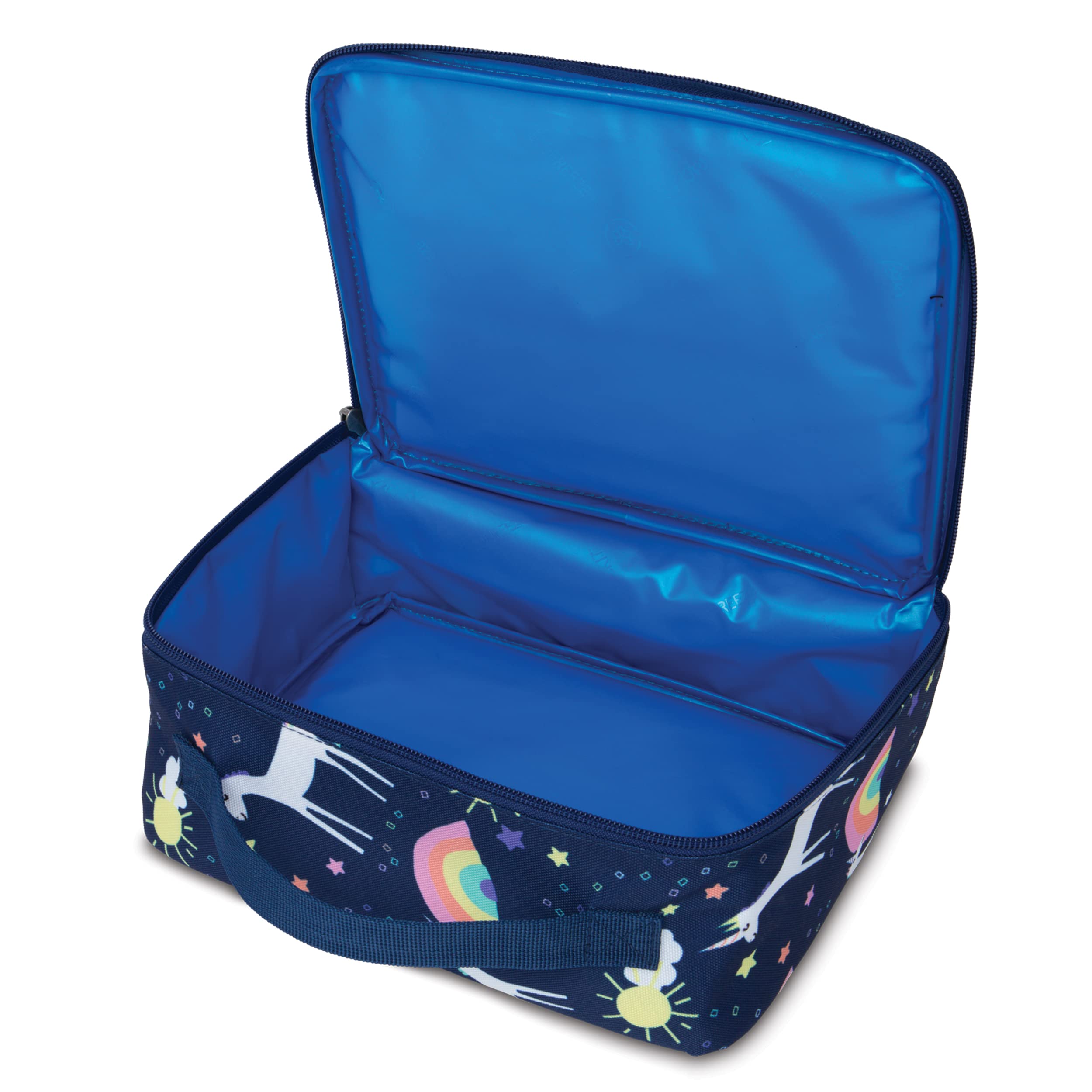 PackIt Freezable Classic Lunch Box, Unicorn Sky Navy, Built with EcoFreeze Technology, Collapsible, Reusable, Zip Closure With Zip Front Pocket and Buckle Handle, Great for Lunches