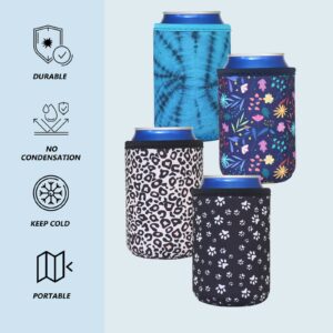 4 Pack Insulated Can Sleeve- FRRIOTN Reusable Can Cooler Sleeves- Neoprene can Cover Holder for 12oz Standard Can Soda and Beer(Colorful1,12oz)