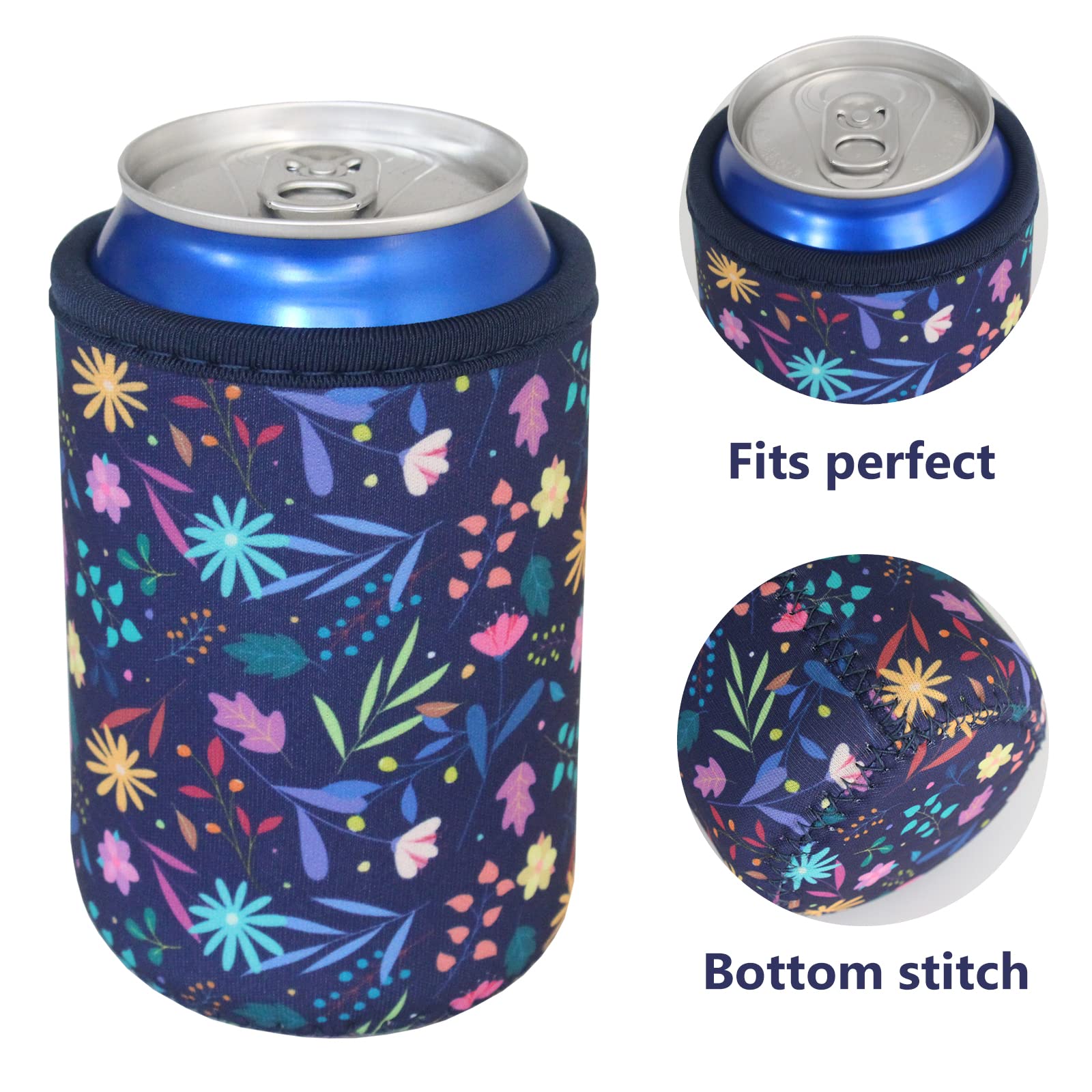 4 Pack Insulated Can Sleeve- FRRIOTN Reusable Can Cooler Sleeves- Neoprene can Cover Holder for 12oz Standard Can Soda and Beer(Colorful1,12oz)