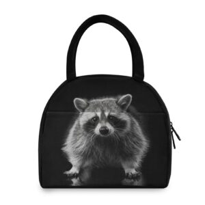 yigee animal raccoon lunch bag tote bag, insulated organizer zippered lunch box lunchbox lunch container handbag for women men home office picnic beach use