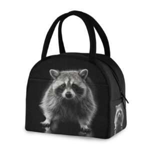 YiGee Animal Raccoon Lunch Bag Tote Bag, Insulated Organizer Zippered Lunch Box Lunchbox Lunch Container Handbag for Women Men Home Office Picnic Beach Use