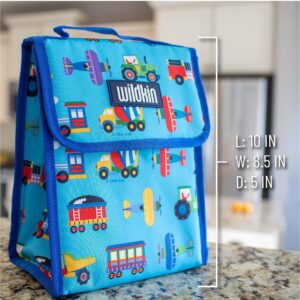 Wildkin Kids Lunch Bag with Cotton Nap Mat Cover (Trains, Planes & Trucks)