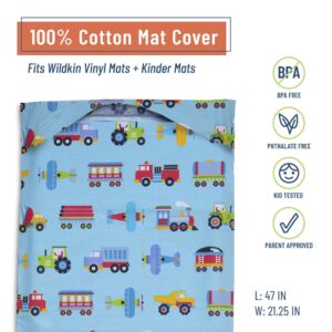 Wildkin Kids Lunch Bag with Cotton Nap Mat Cover (Trains, Planes & Trucks)